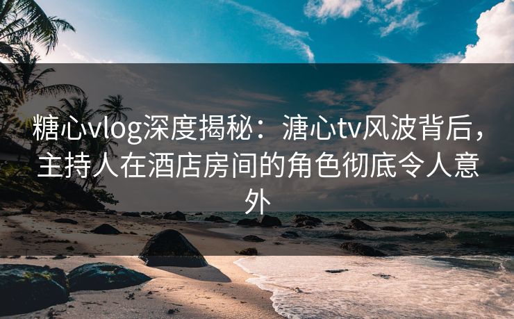 糖心vlog深度揭秘：溏心tv风波背后，主持人在酒店房间的角色彻底令人意外