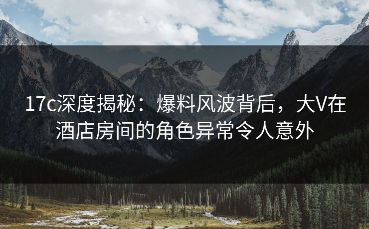 17c深度揭秘：爆料风波背后，大V在酒店房间的角色异常令人意外