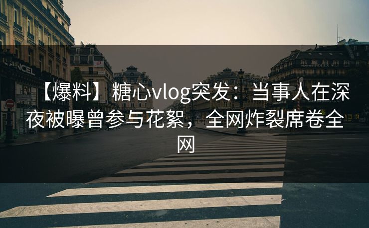 【爆料】糖心vlog突发：当事人在深夜被曝曾参与花絮，全网炸裂席卷全网